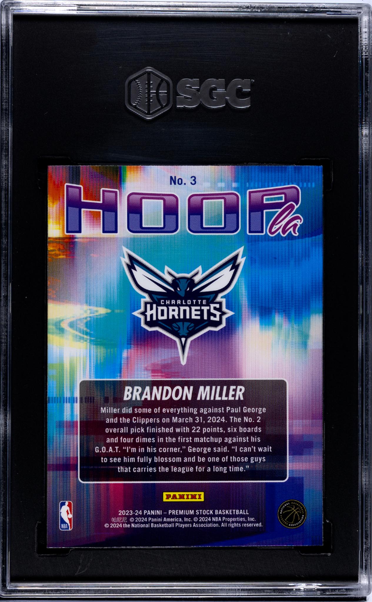 2023 Hoops #3 Brandon Miller Hoopla SGC 9.5