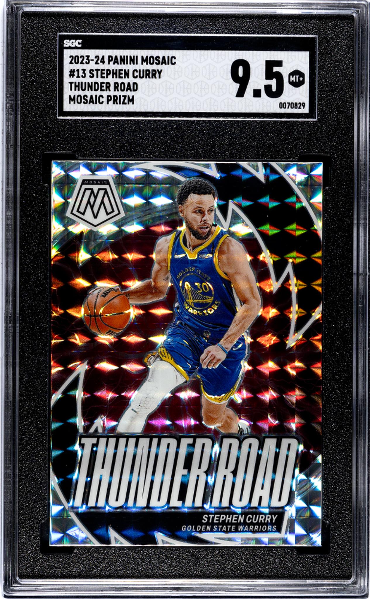 2023-24 Panini Mosaic #13 Stephen Curry Thunder Road Mosaic Prizm SGC 9.5