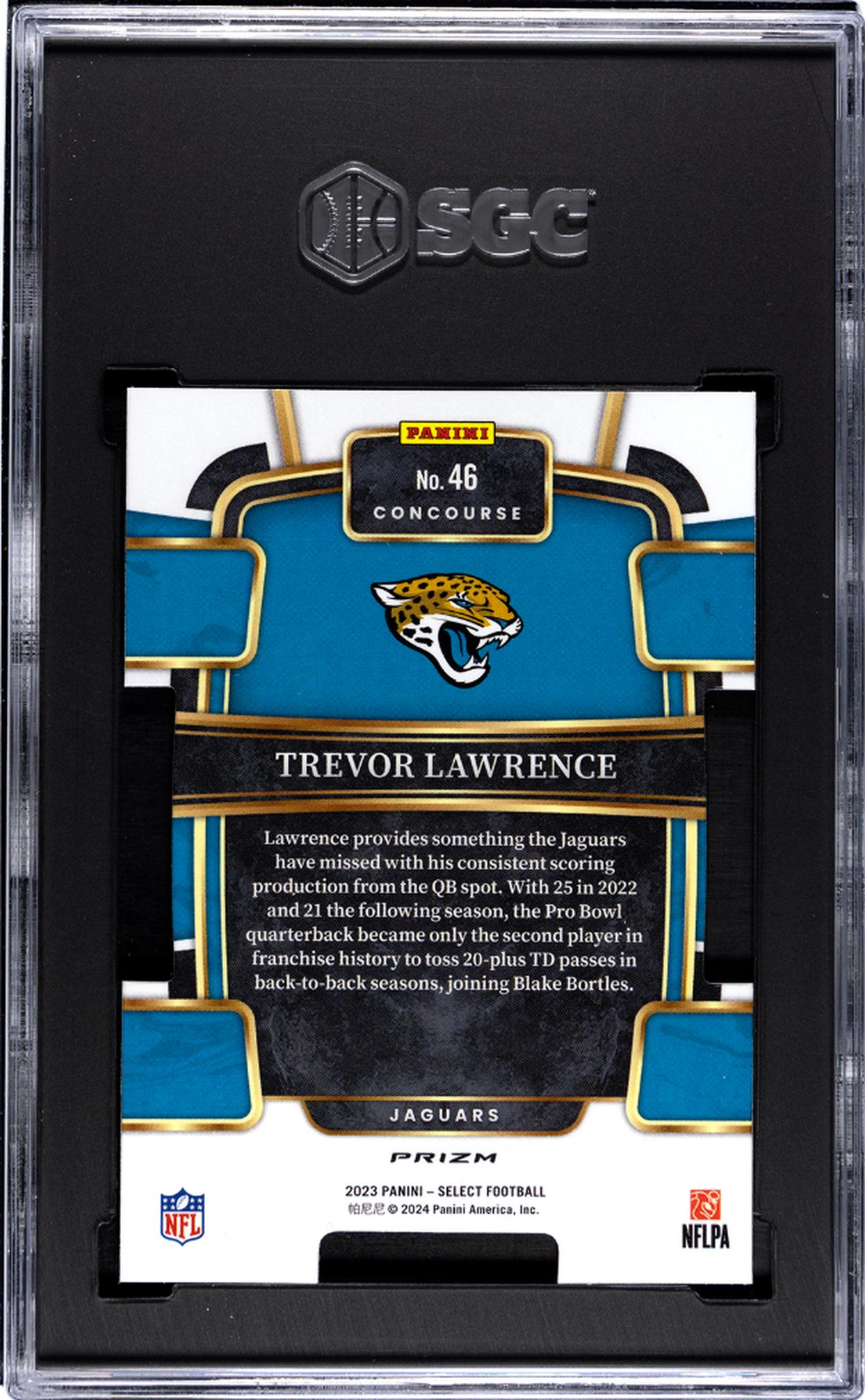 2023 Panini Select #46 Trevor Lawrence Concourse Silver SGC 9