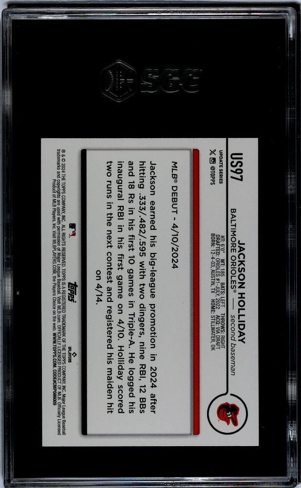 2024 Topps Update #US97 Jackson Holliday Aqua SGC 9.5