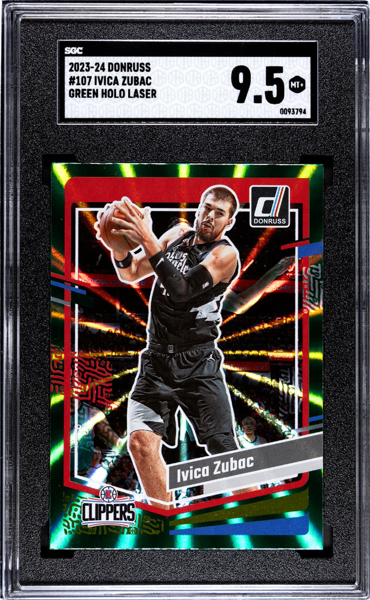 2023 Donruss #107 Ivica Zubac Green Holo Laser SGC 9.5