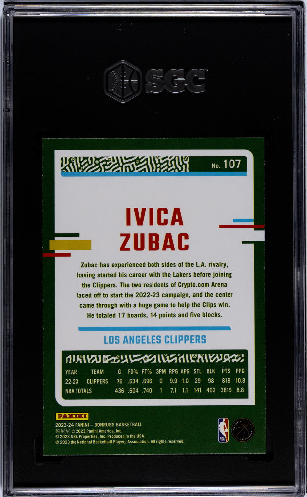 2023 Donruss #107 Ivica Zubac Green Holo Laser SGC 9.5