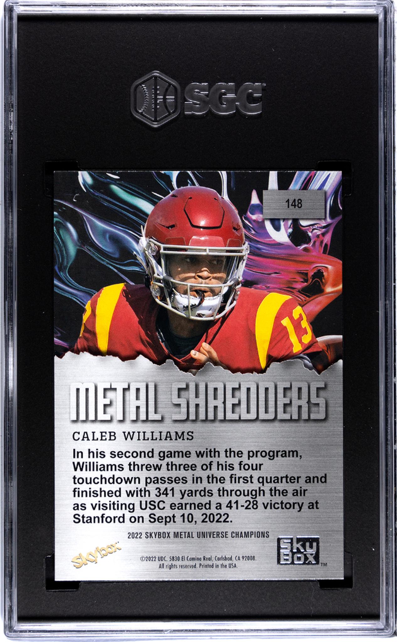 2022 Skybox Metal Universe Champions #148 Caleb Williams Metal Shredders SGC 10