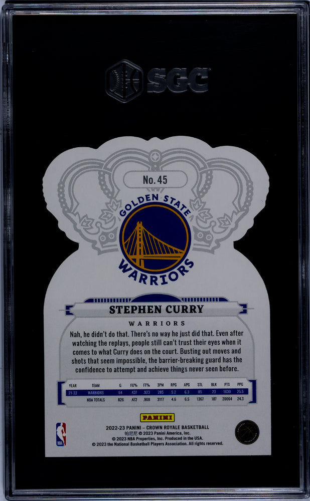 2022-23 Panini Crown Royale #45 Stephen Curry SGC 10