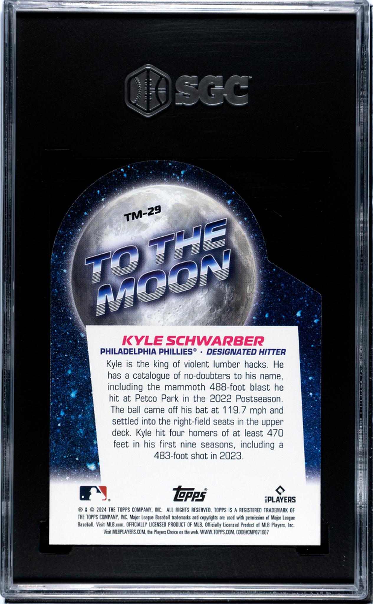 2024 Topps Big League #TM-29 Kyle Schwarber To The Moon Die-Cut SGC 10