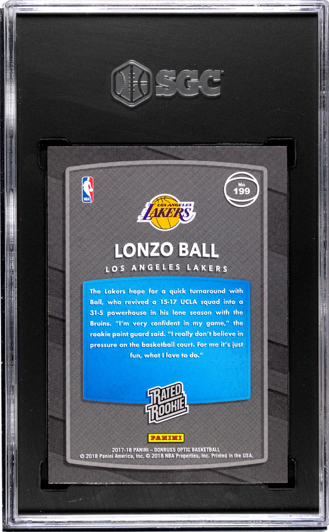 2017 Donruss Optic #199 Lonzo Ball SGC 9