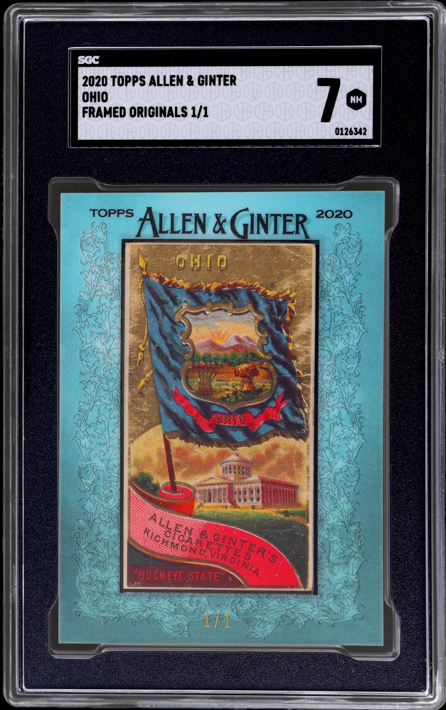 2020 Topps Allen & Ginter Framed Originals Ohio 1/1 SGC 7
