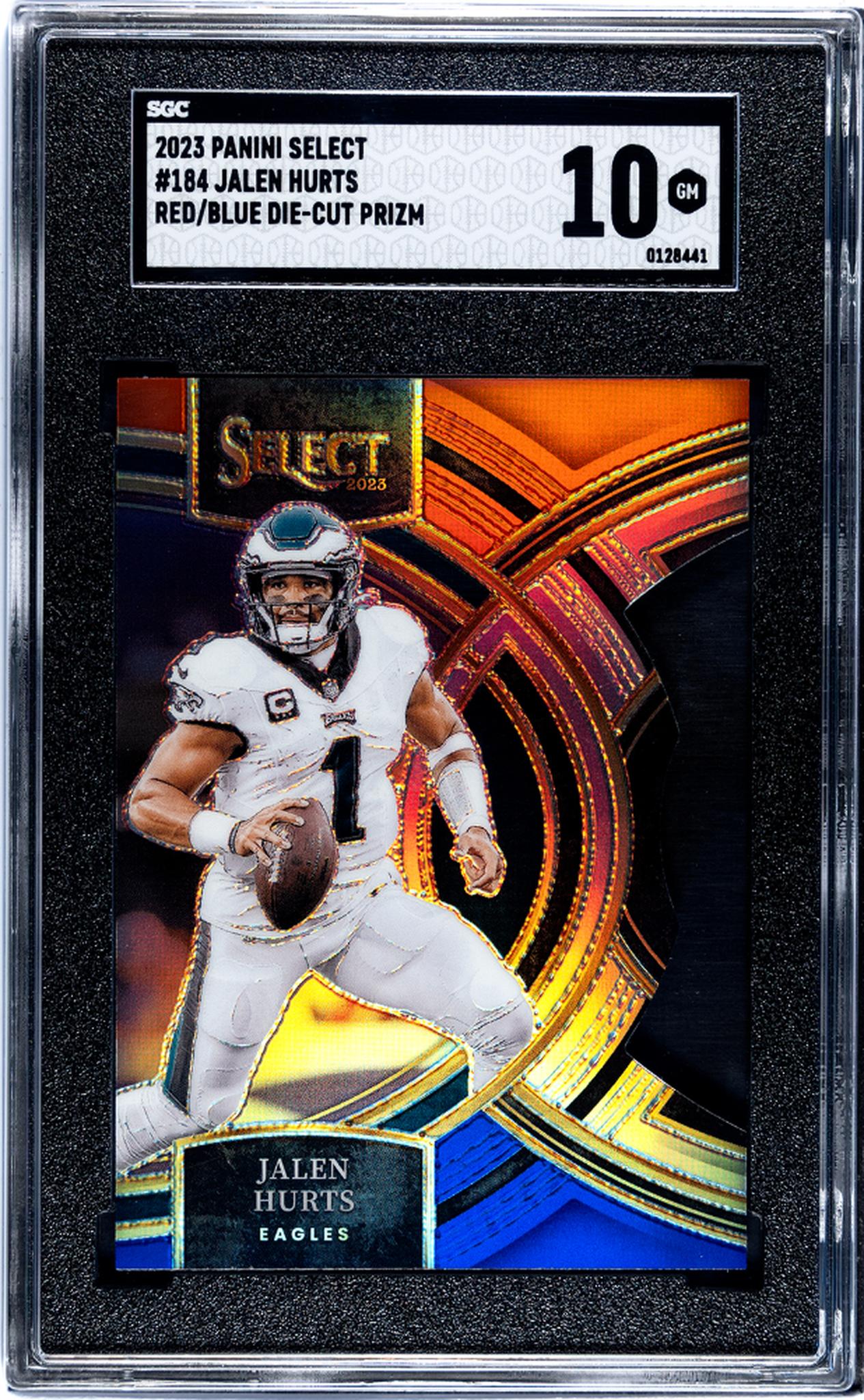 2023 Panini Select #184 Jalen Hurts Red/Blue Die-Cut Prizm SGC 10