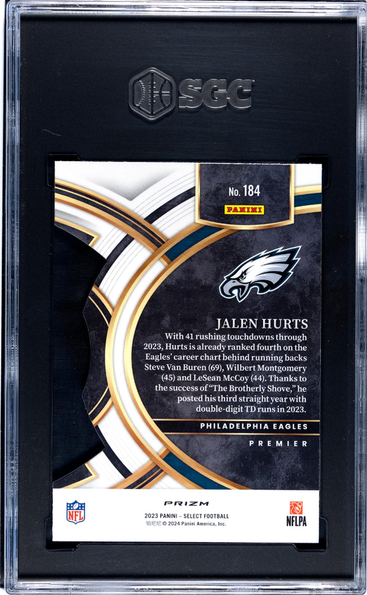 2023 Panini Select #184 Jalen Hurts Red/Blue Die-Cut Prizm SGC 10