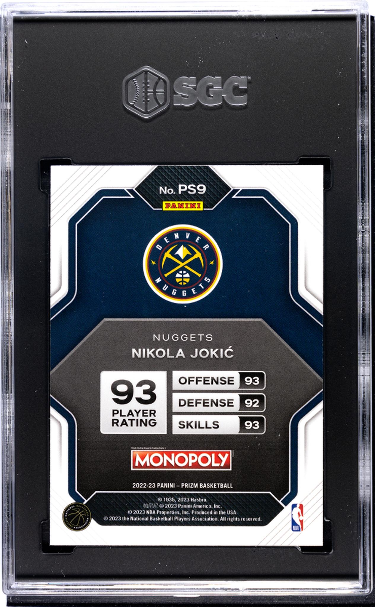 2022-23 Panini Prizm Monopoly All-Stars Nikola Jokic #PS9 SGC 9.5