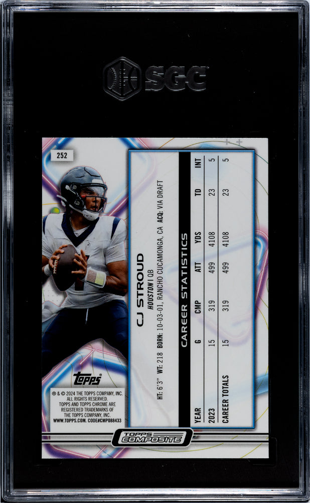 2023 Topps Composite #252 Cj Stroud Cosmic Chrome SGC 10