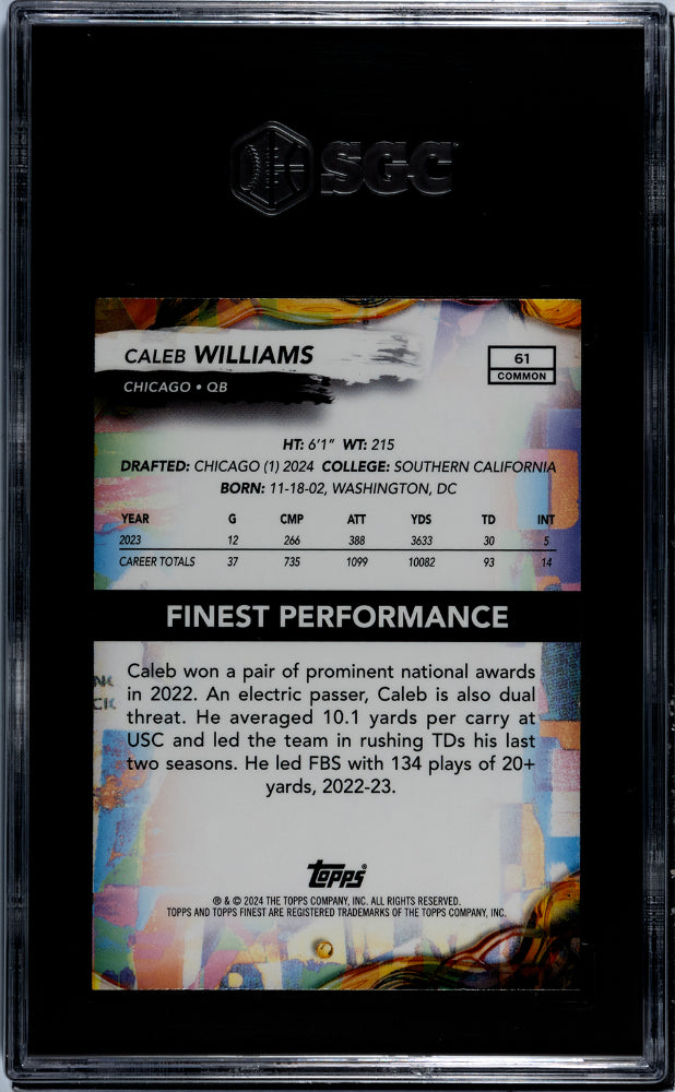 2024 Topps Finest #61 Caleb Williams SGC 10