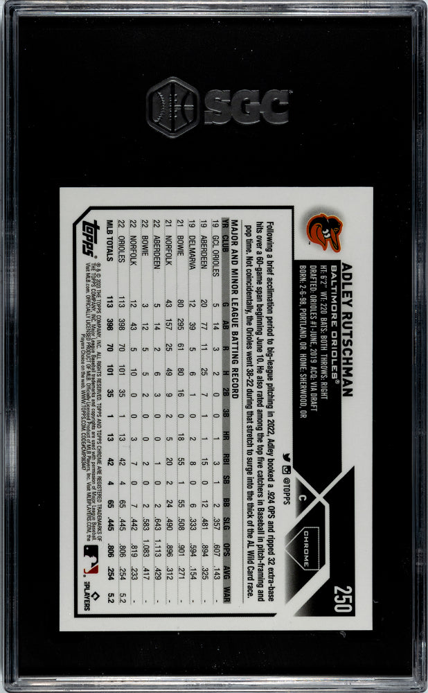 2023 Topps Chrome Complete Set Adley Rutschman #250 RC SP SGC 9.5