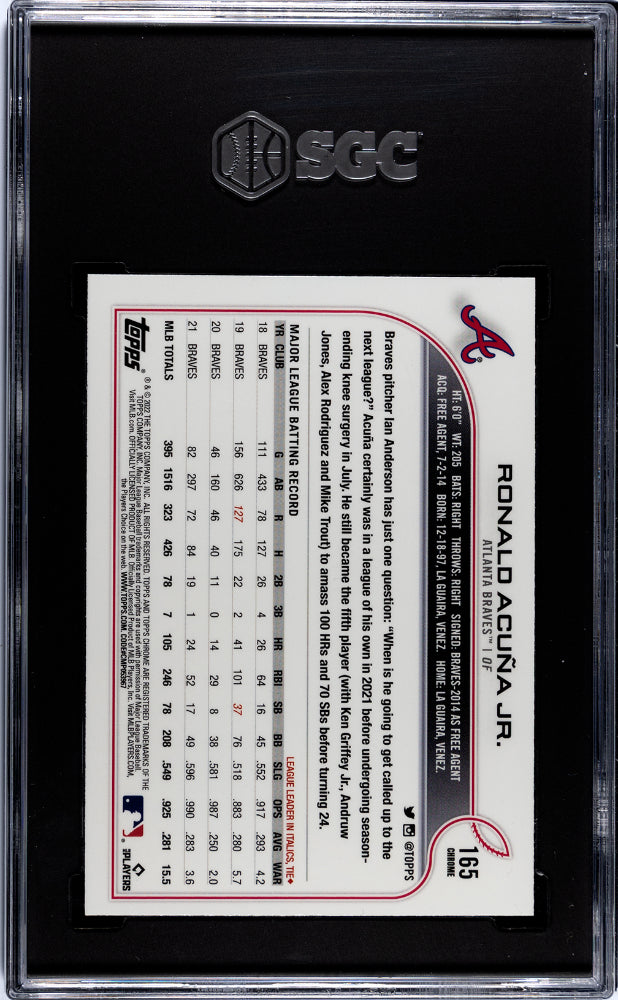 2022 Topps Chrome Ronald Acuna Jr. #165 SGC 9