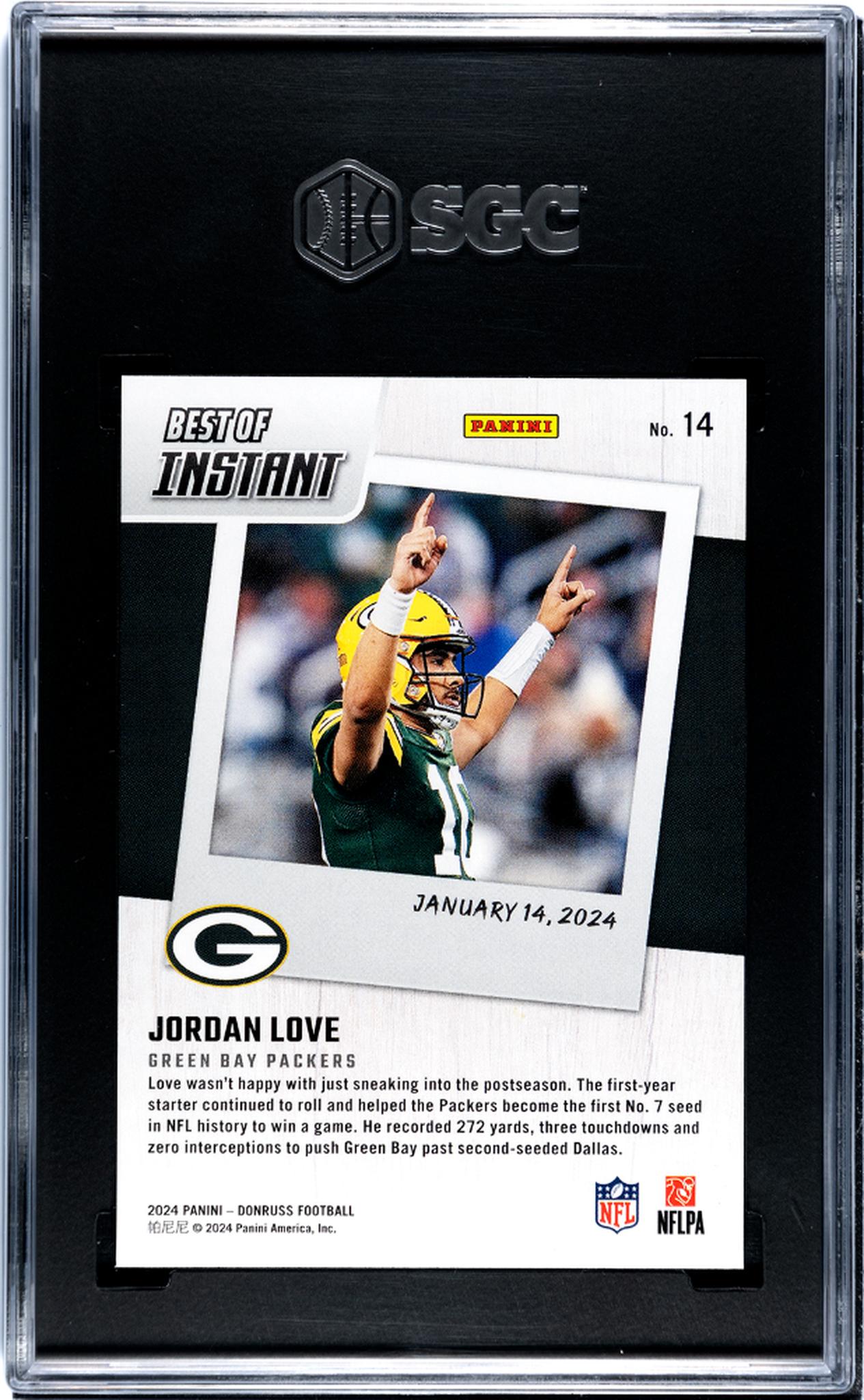 2024 Donruss Best of Instant Jordan Love #14 SGC 9.5