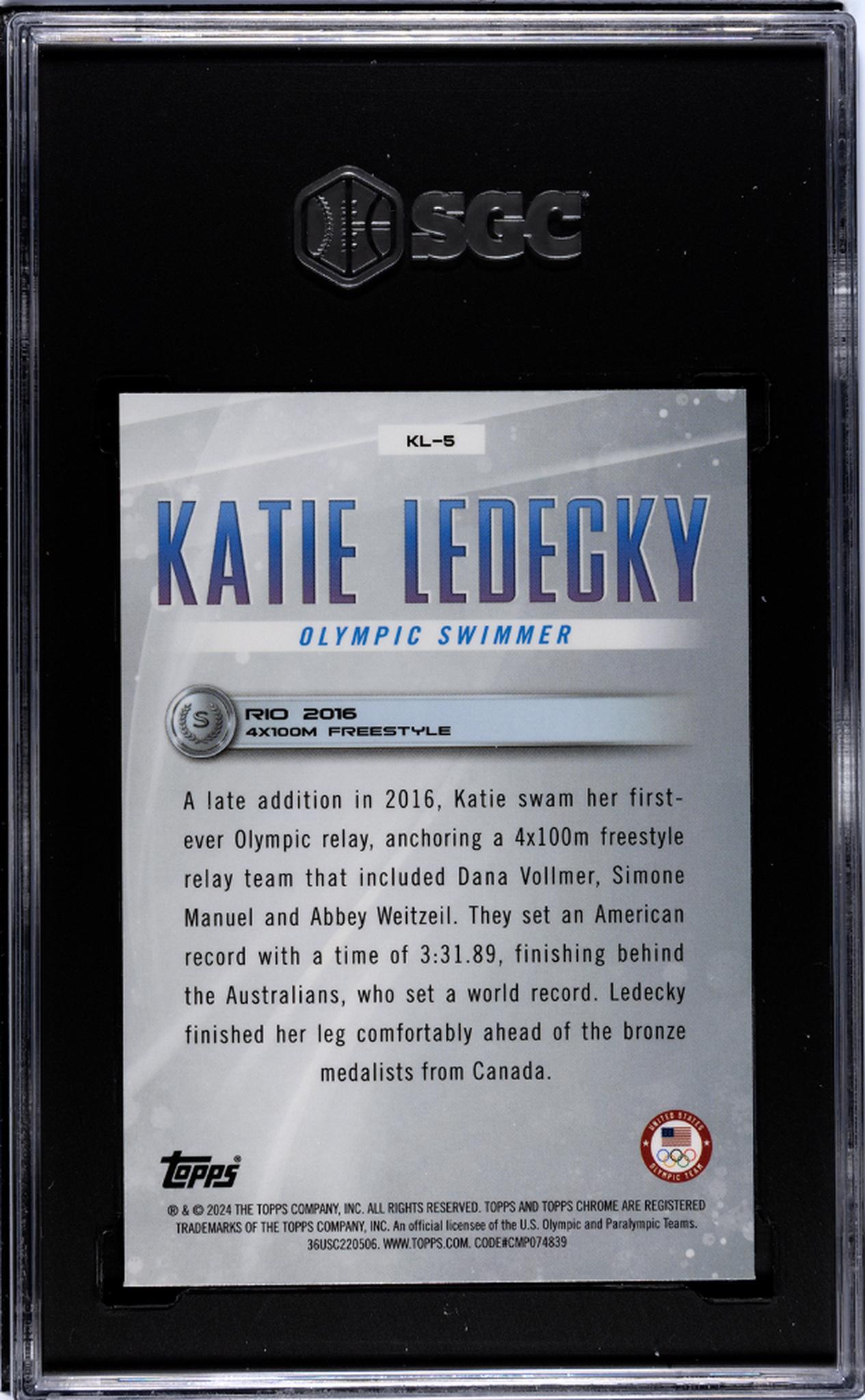 2024 Topps Chrome #KL-5 Katie Ledecky Legacy SGC 10