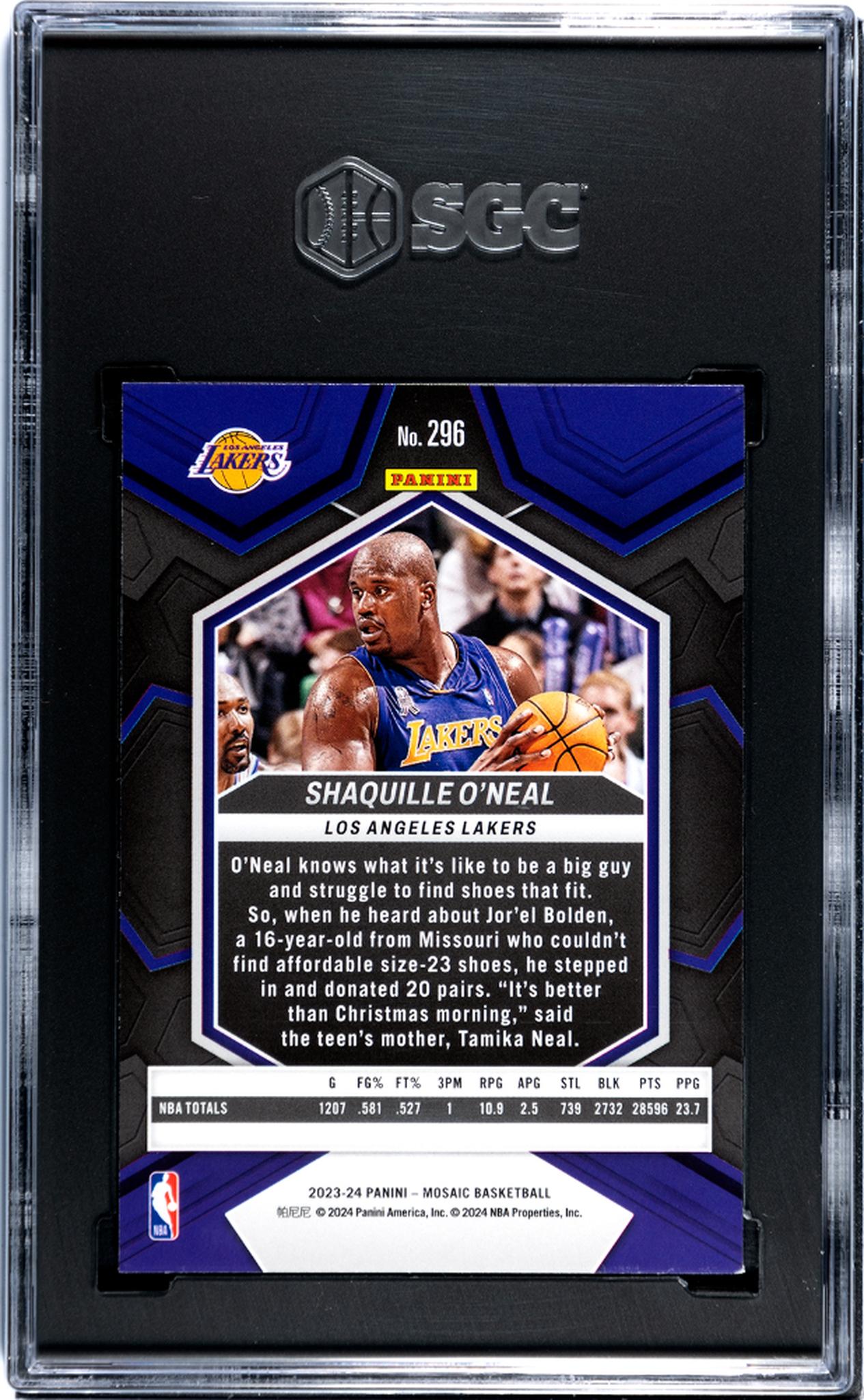 2023-24 Panini Mosaic NBA Greats Shaquille O'Neal #296 SGC 9.5