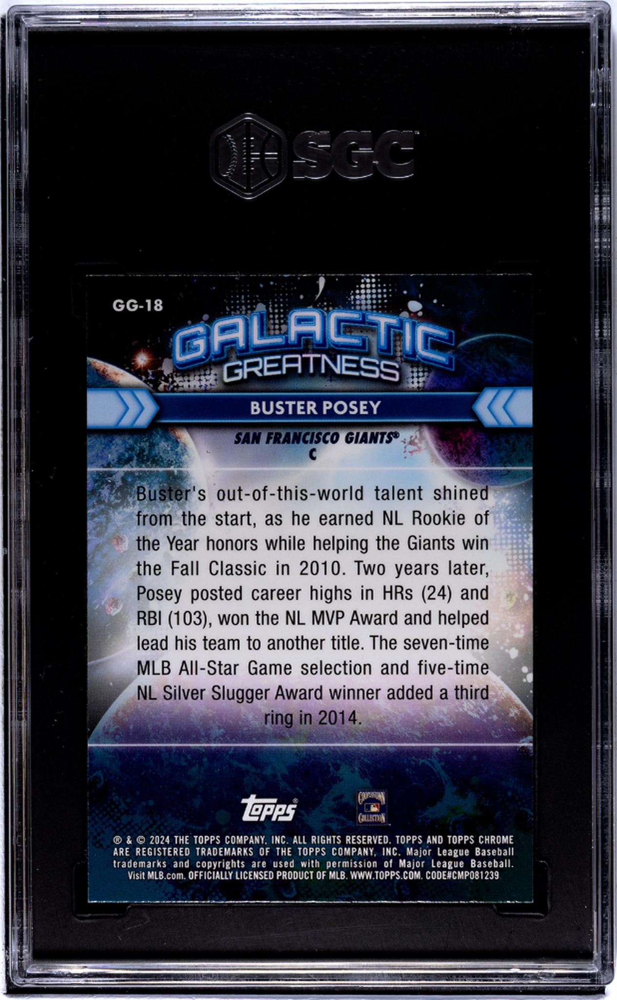 2024 Topps Cosmic Chrome #GG-18 Buster Posey Galactic Greatness SGC 9