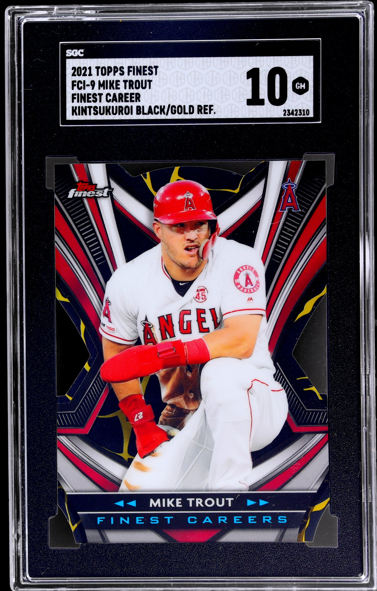 2021 Finest Career Die-Cut Kintsukuroi Black/Gold Refractor Mike Trout SGC 10