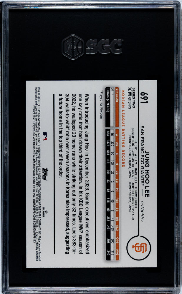 2024 Topps #691 Jung Hoo Lee SGC 8.5