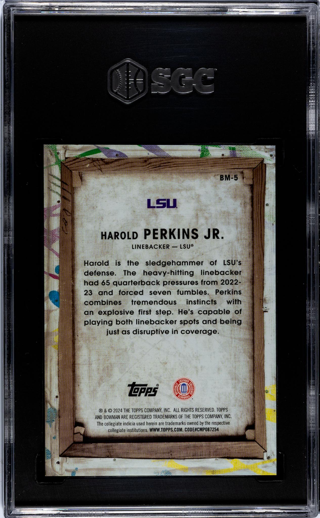 2024 Bowman U Best Masterpieces Harold Perkins Jr. #BM-5 SGC 10