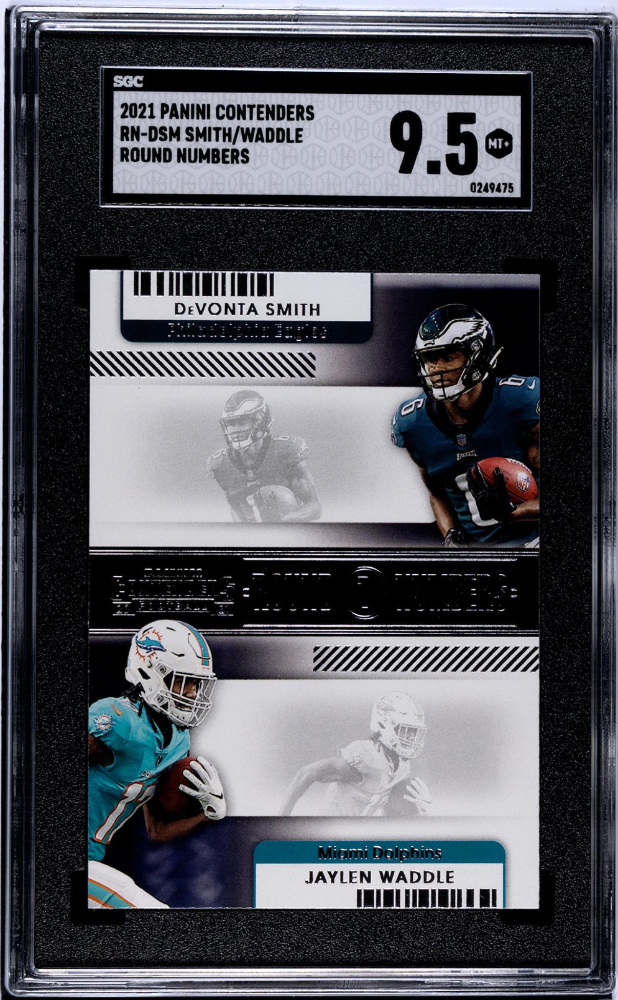 2021 Panini Contenders #RN-DSM Smith/Waddle Round Numbers SGC 9.5