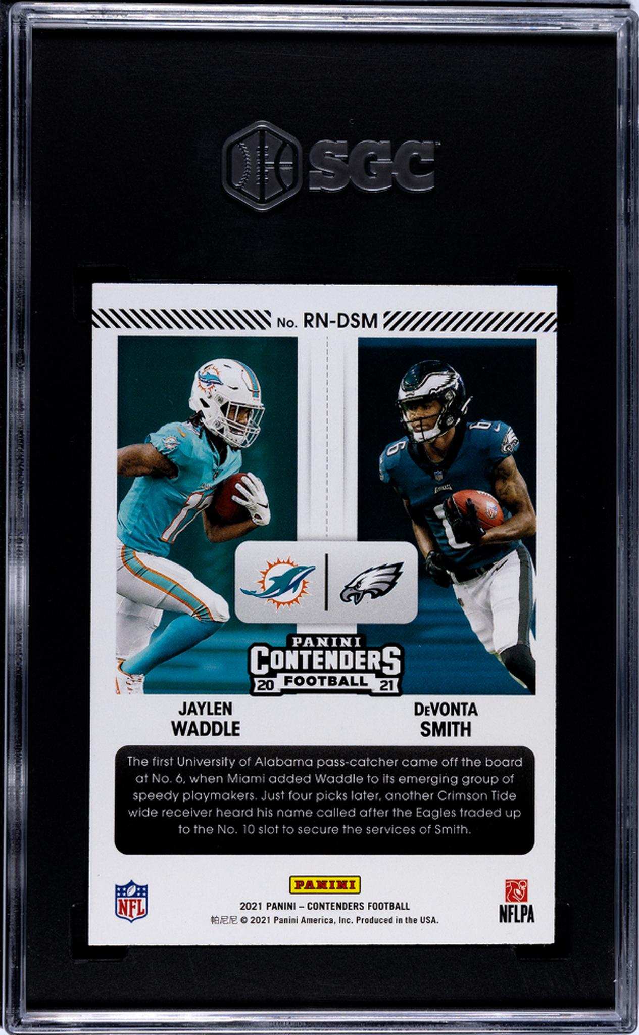 2021 Panini Contenders #RN-DSM Smith/Waddle Round Numbers SGC 9.5