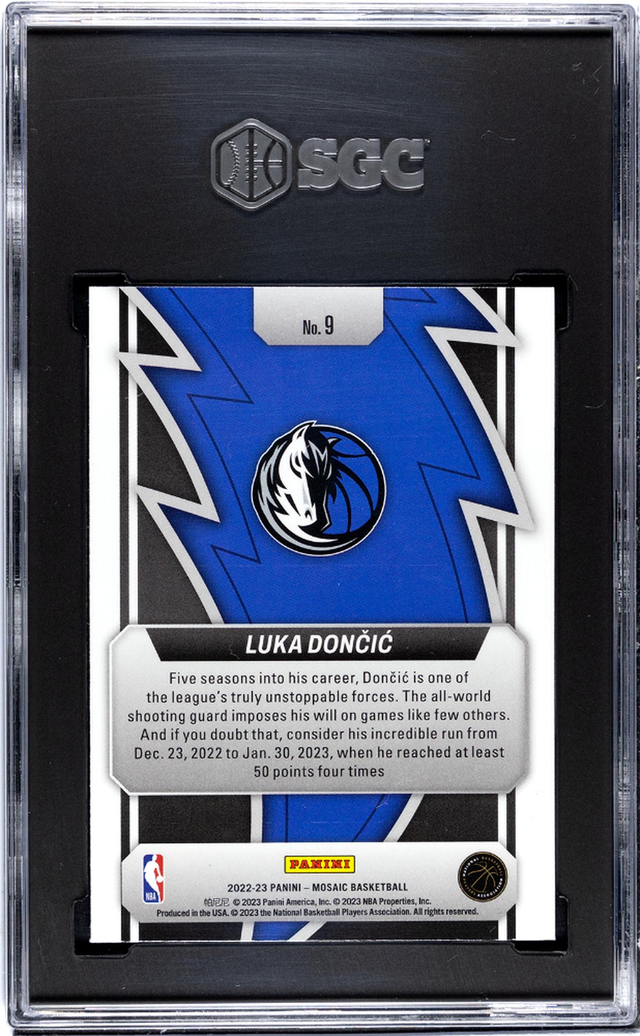 2022-23 Panini Mosaic #9 Luka Doncic Thunder Road SGC 9.5