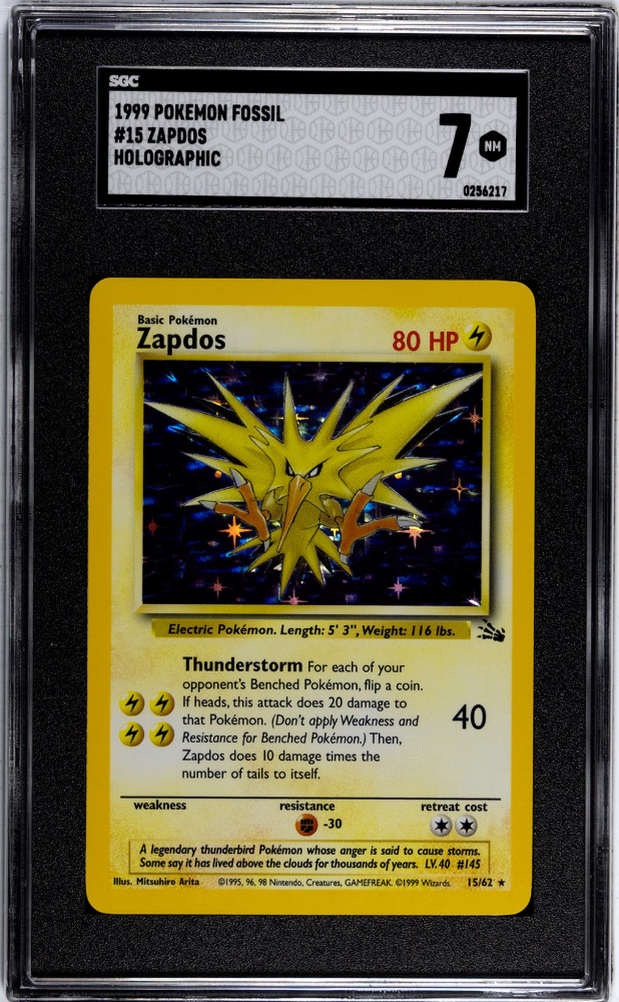 1999 Pokémon 15/62 Zapdos Fossil SGC 7