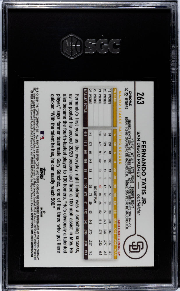 2024 Topps Chrome #263 Fernando Tatis Jr. RayWave Refractor SGC 8.5