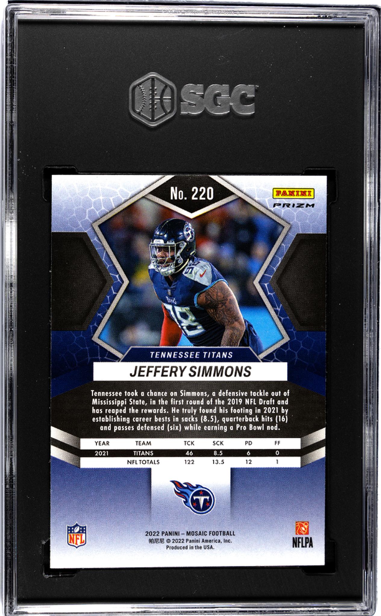 2022 Panini Mosaic #220 Jeffery Simmons Genesis Prizm SGC 10