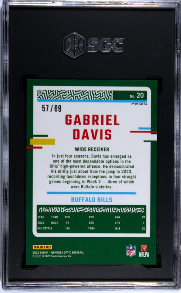 2023 Donruss Optic #20 Gabriel Davis Electricity Prizm /69 SGC 9.5