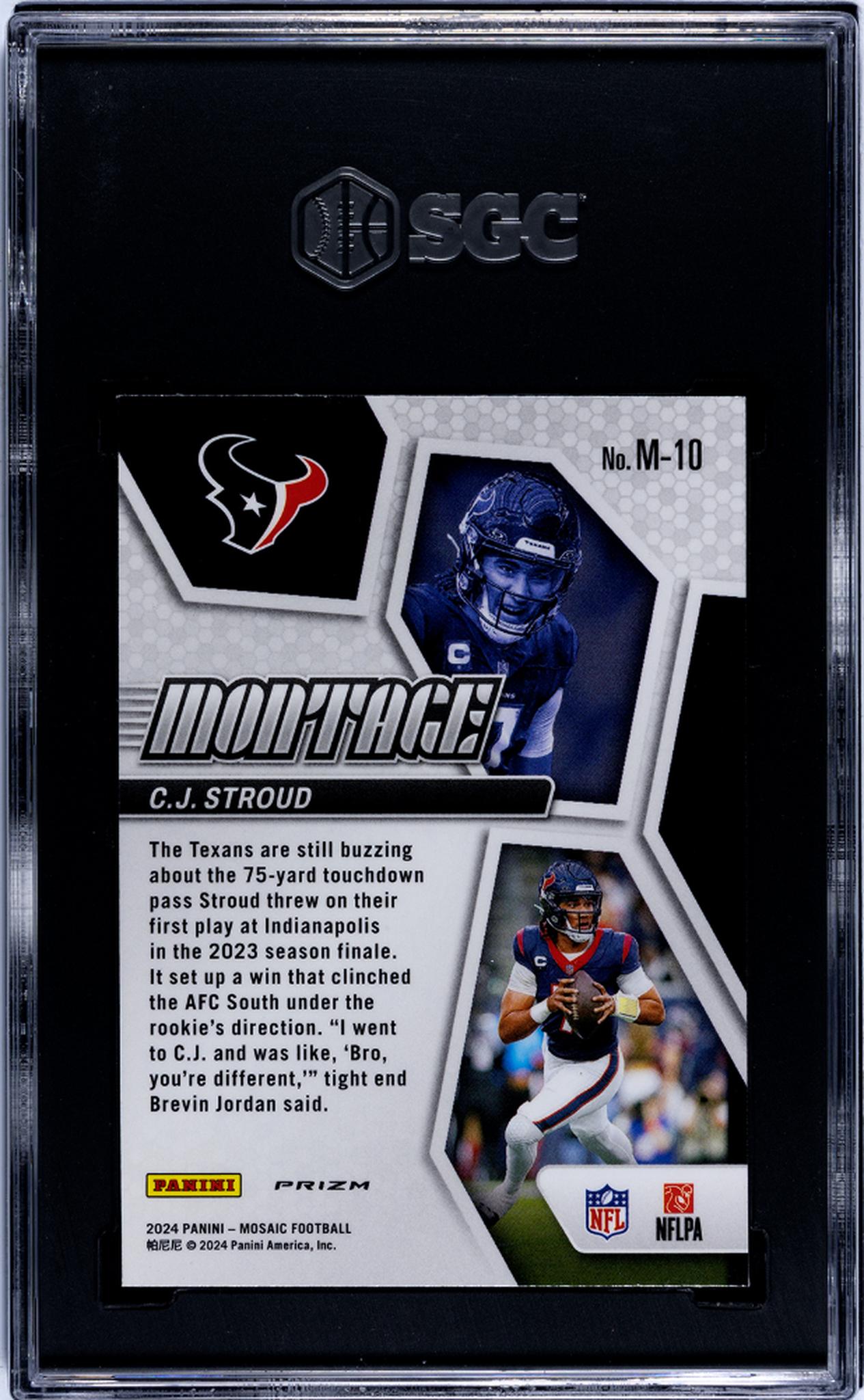 2024 Panini Mosaic #M-10 Cj Stroud Montage Silver No Huddle Prizm SGC 10