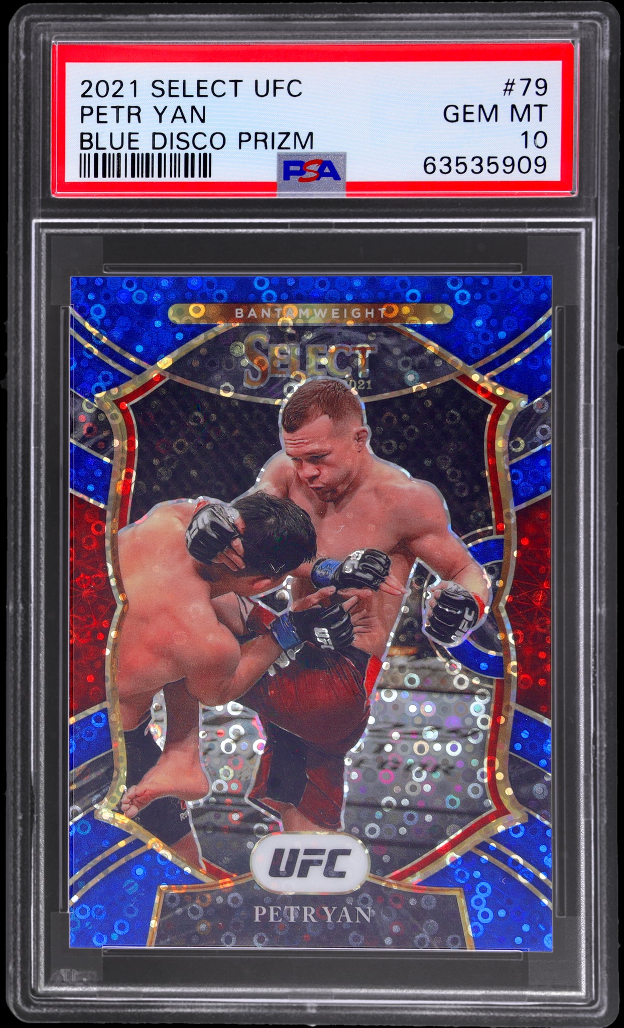 2021 Panini Select UFC Prizms Blue Disco Petr Yan #79 /99 PSA 10