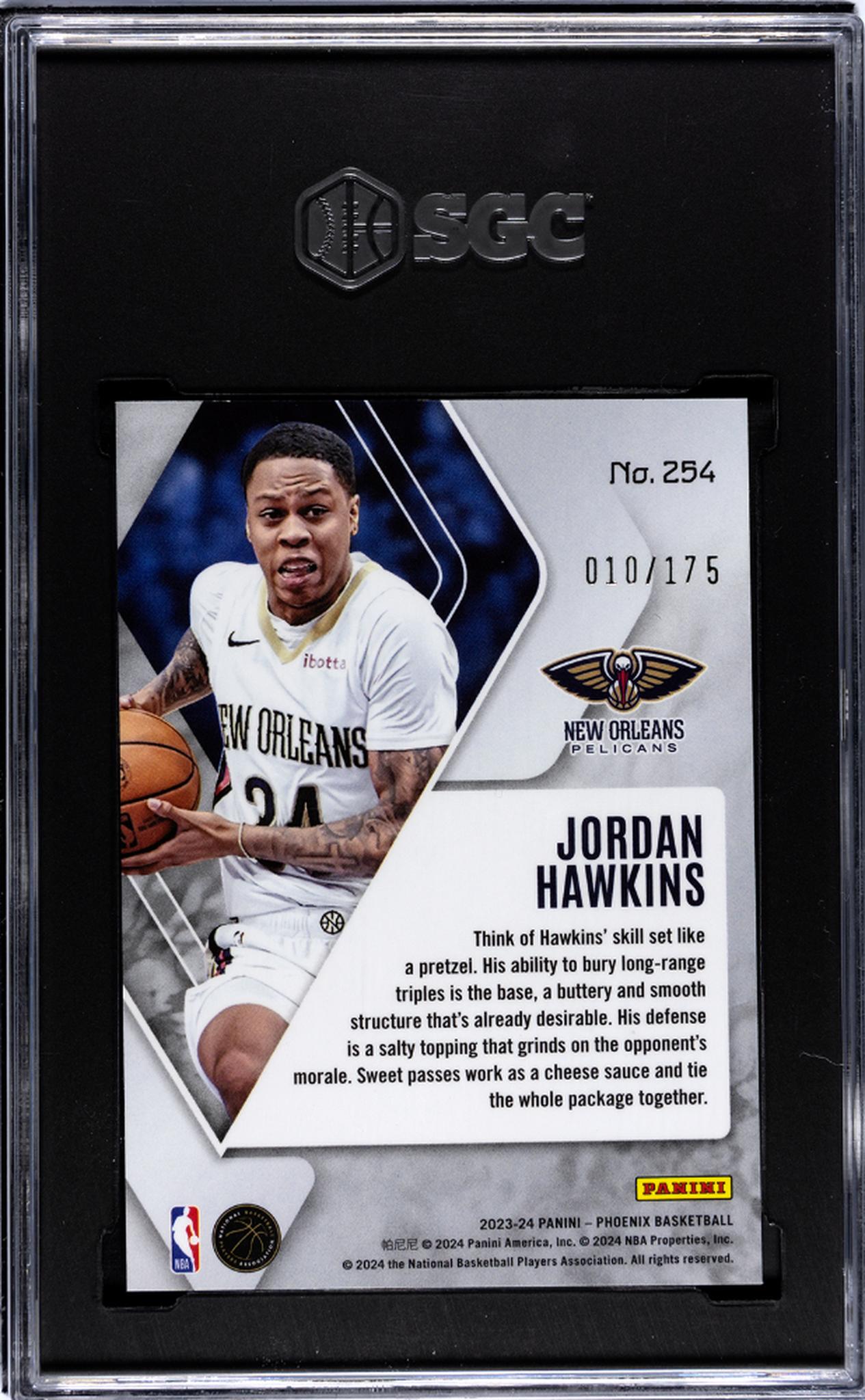 2023-24 Panini Phoenix #254 Jordan Hawkins Yellow Ice 10/175 SGC 10