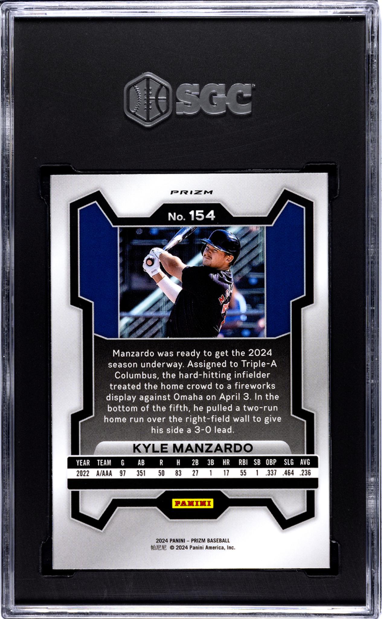 2024 Panini Prizm #154 Kyle Manzardo Ruby Wave Prizm SGC 8.5