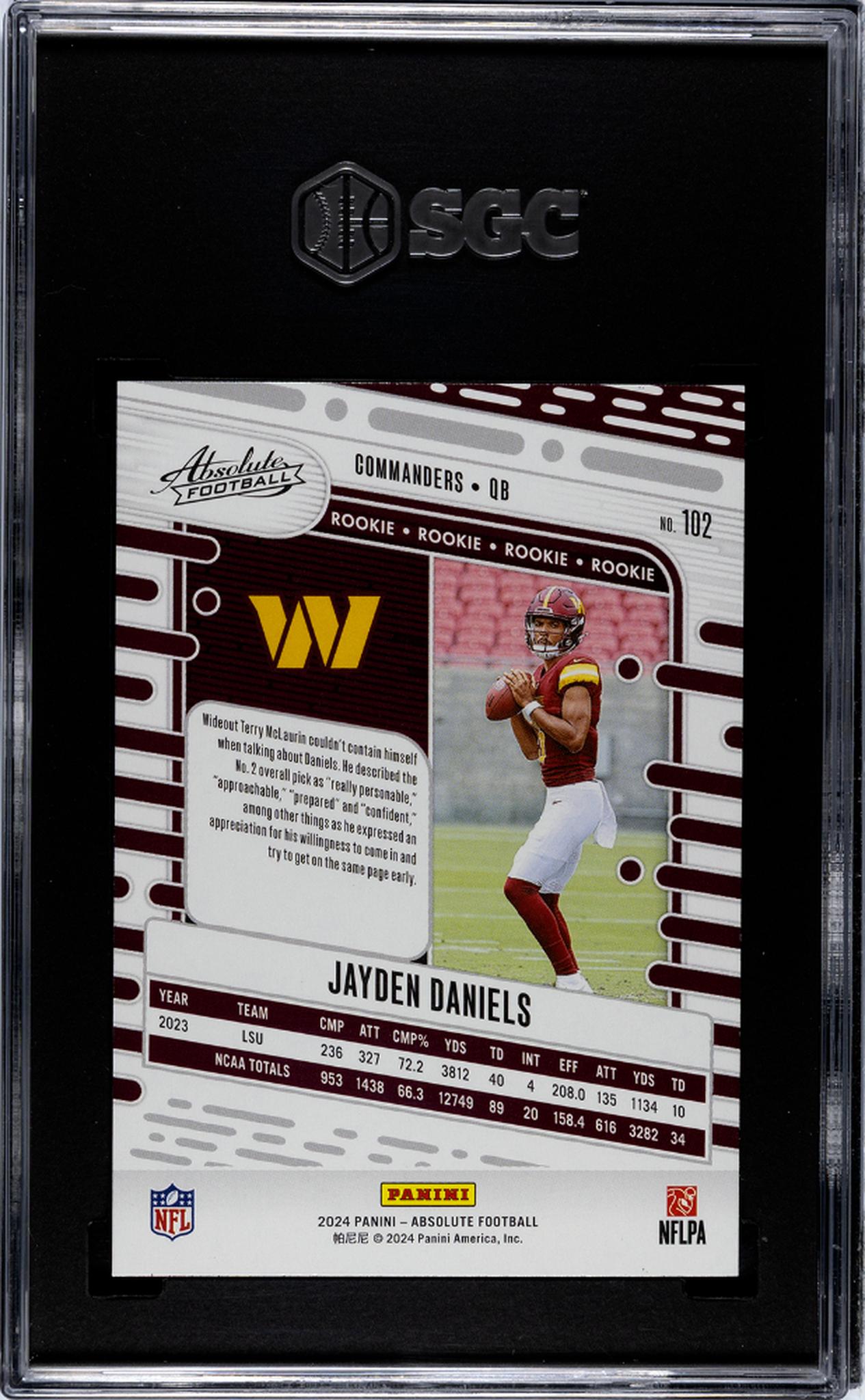 2024 Absolute #102 Jayden Daniels Absolute Football SGC 10