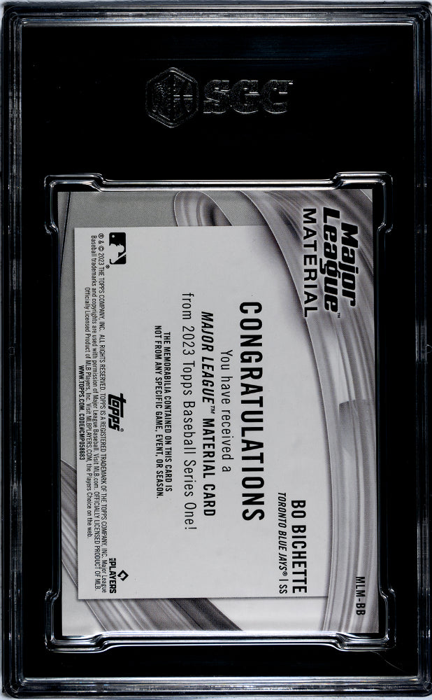 2023 Topps Series 1 Major League Material Bo Bichette #MLM-BB Relic SGC 9