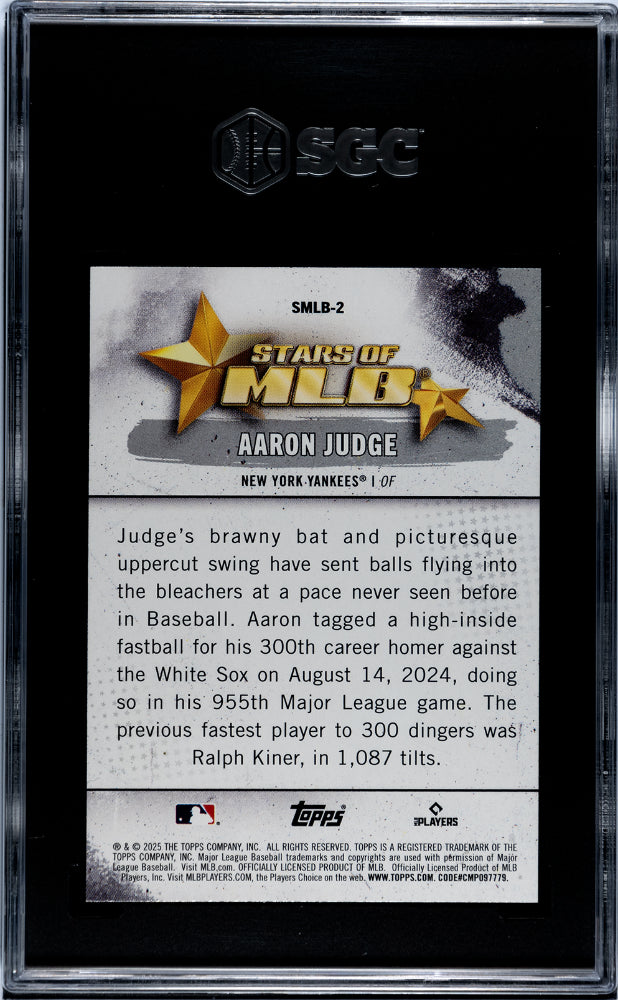 2025 Topps #SMLB-2 Aaron Judge Stars of MLB SGC 10