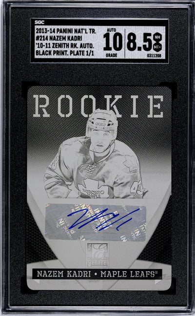 2010-11 Zenith Nazem Kadri #214 Black Plate 1/1 Auto SGC 10