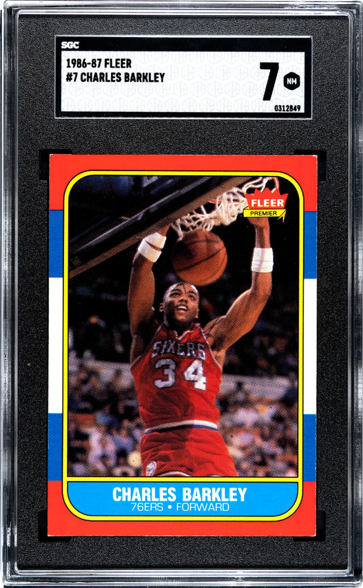 1986 Fleer Basketball Charles Barkley #7 RC SGC 7