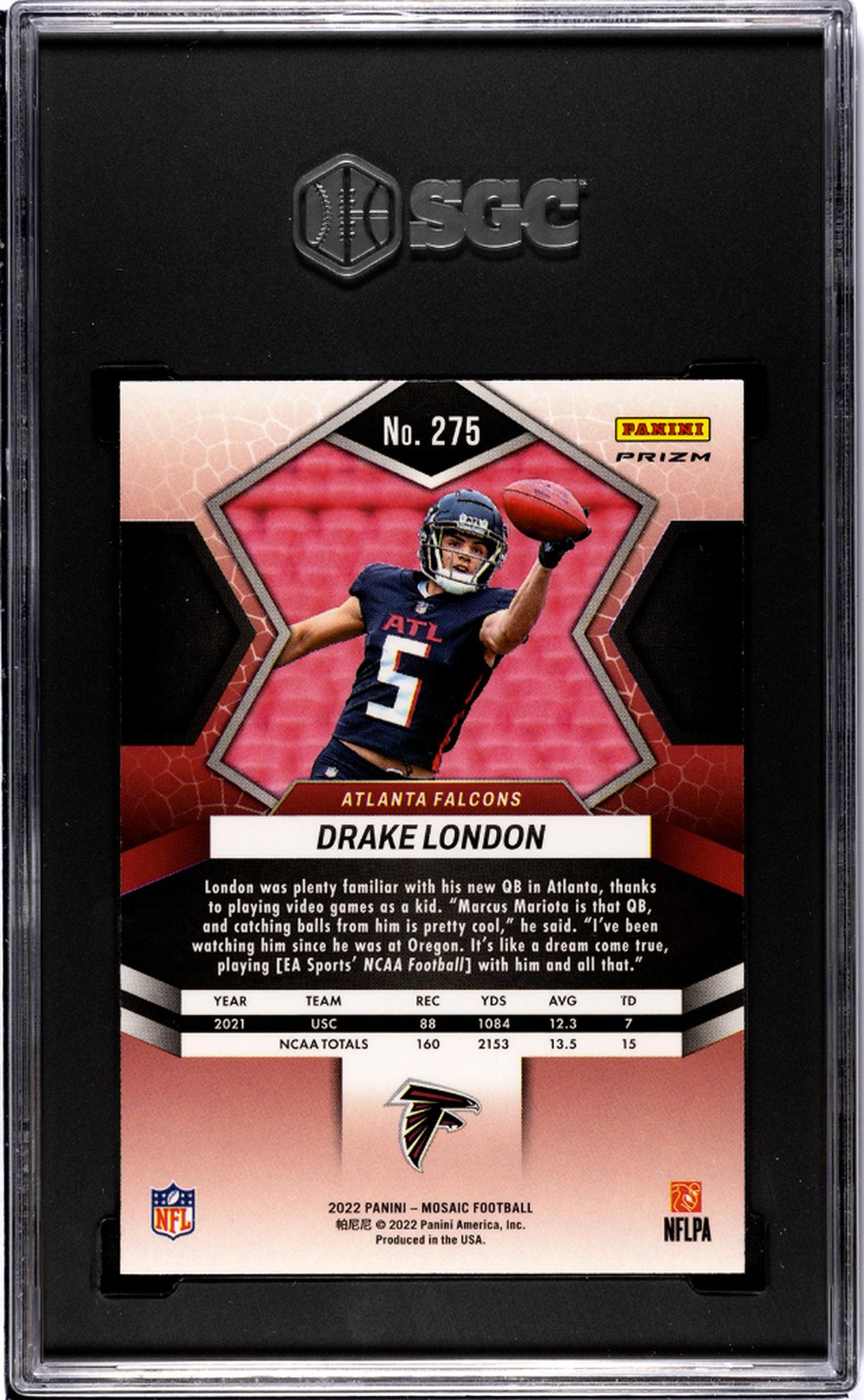 2022 Panini Mosaic #275 Drake London Silver Rookie SGC 9