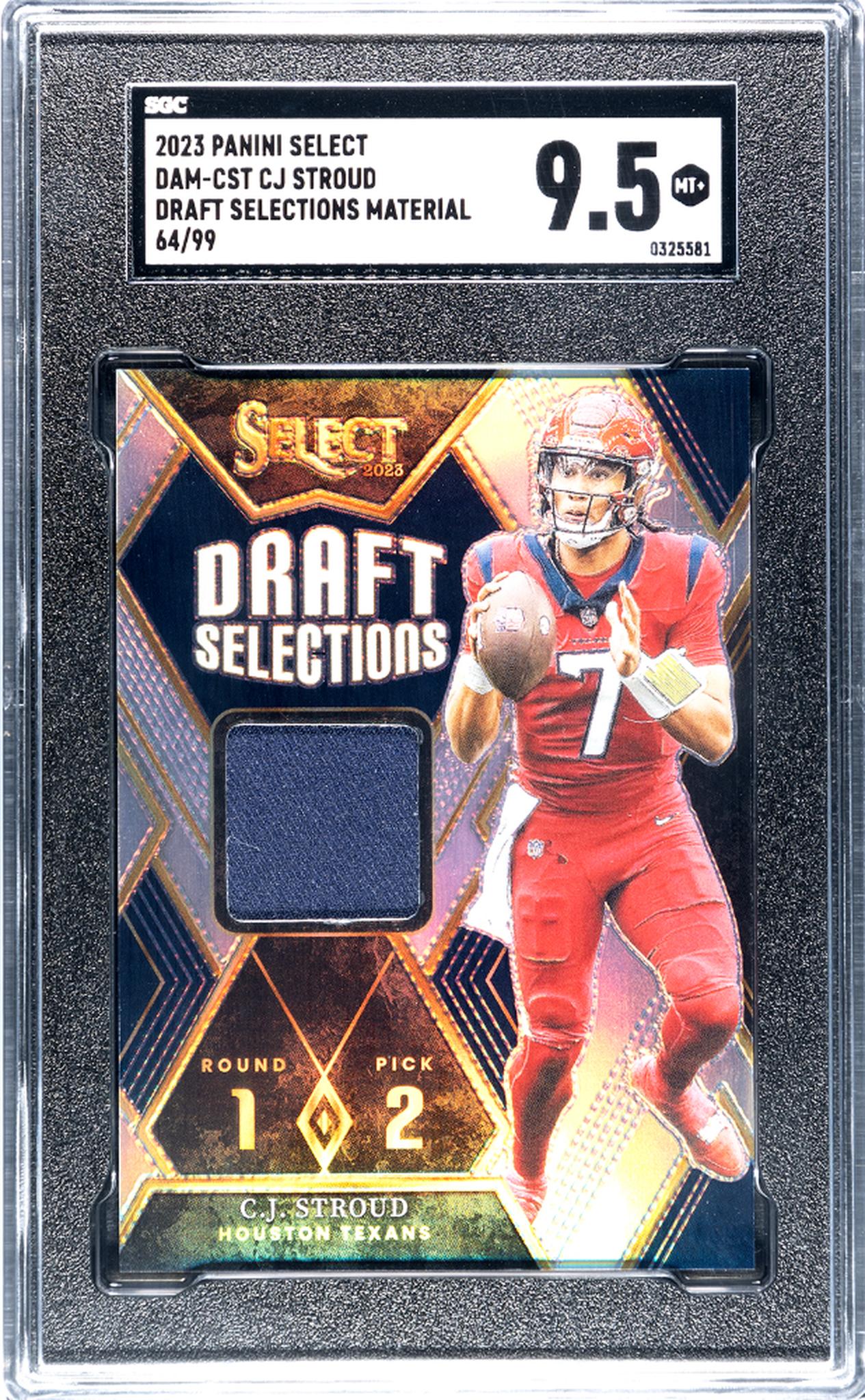2023 Panini Select Draft Selections Prizm CJ Stroud #DAM-CST Jersey /99 SGC 9.5
