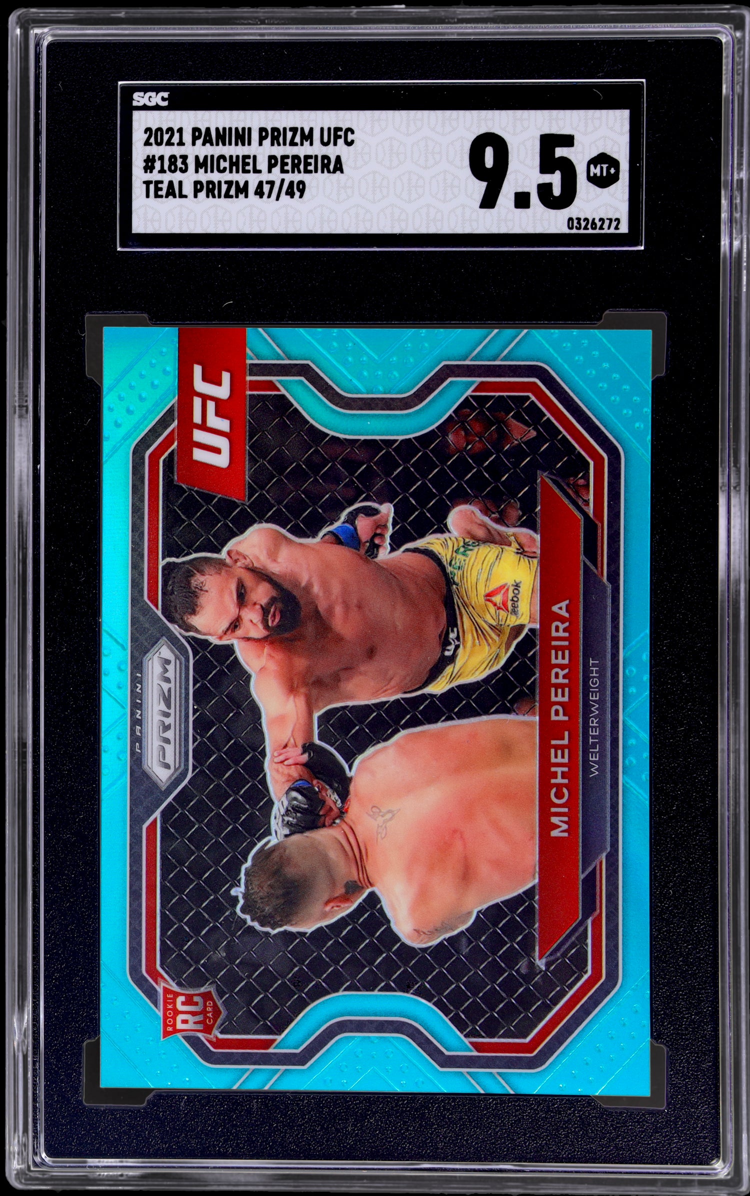 2021 Panini Prizm UFC Teal Prizm Michel Pereira #183 RC /49 SGC 9.5