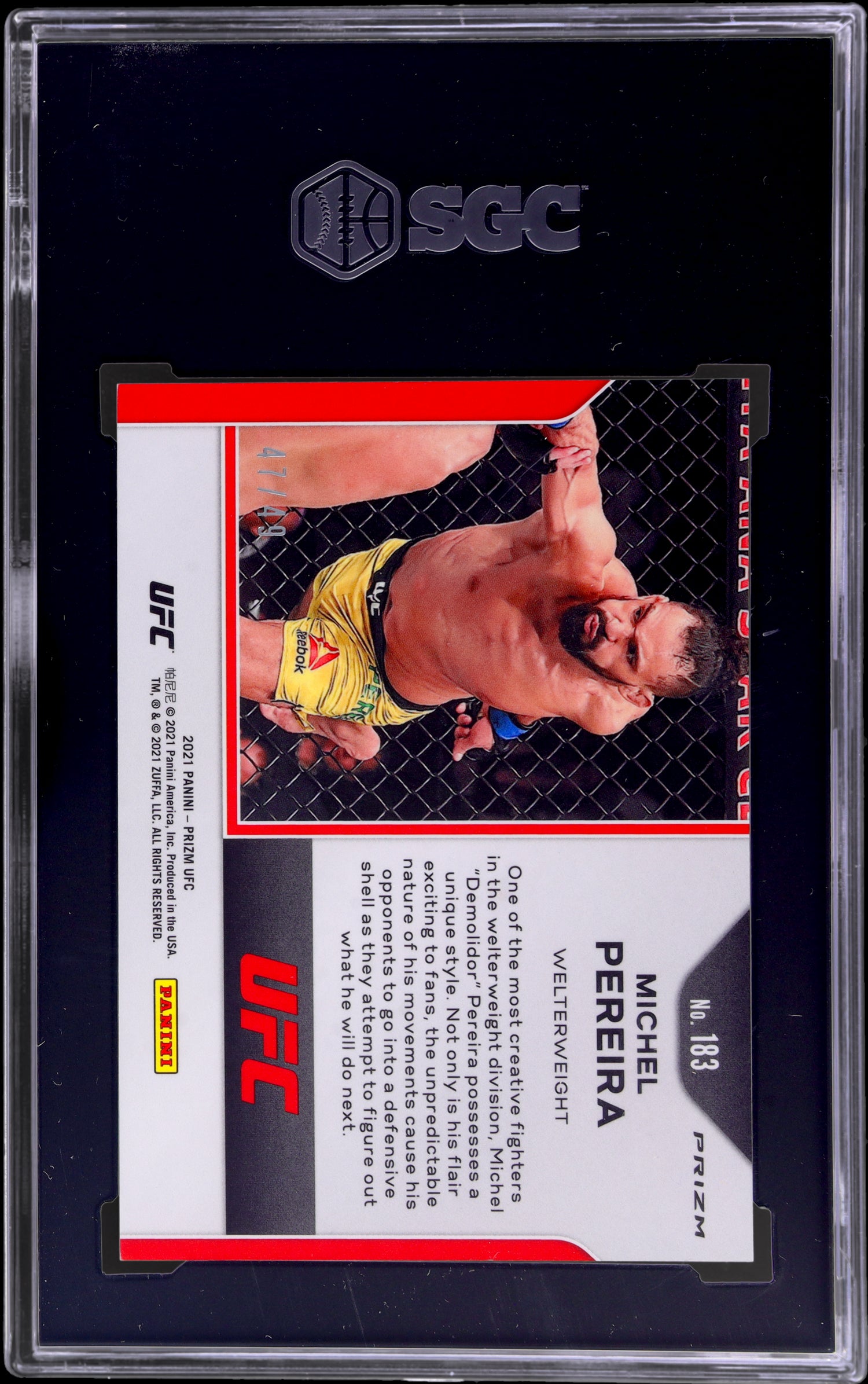 2021 Panini Prizm UFC Teal Prizm Michel Pereira #183 RC /49 SGC 9.5