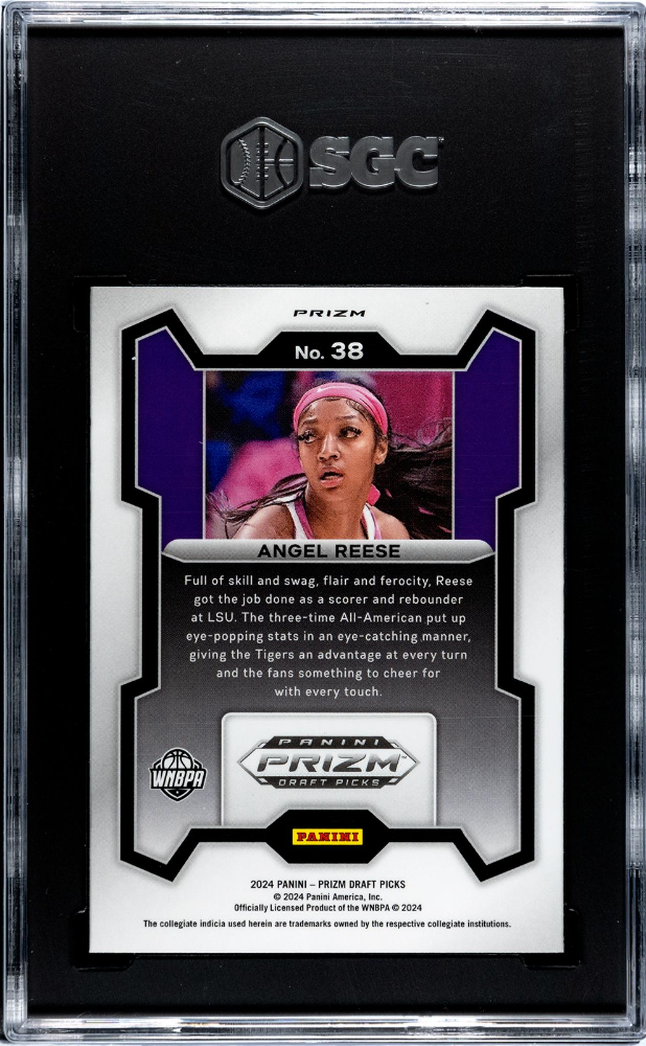 2024-25 Panini Prizm Draft Picks Silver Prizm Angel Reese #38 RC SGC 9