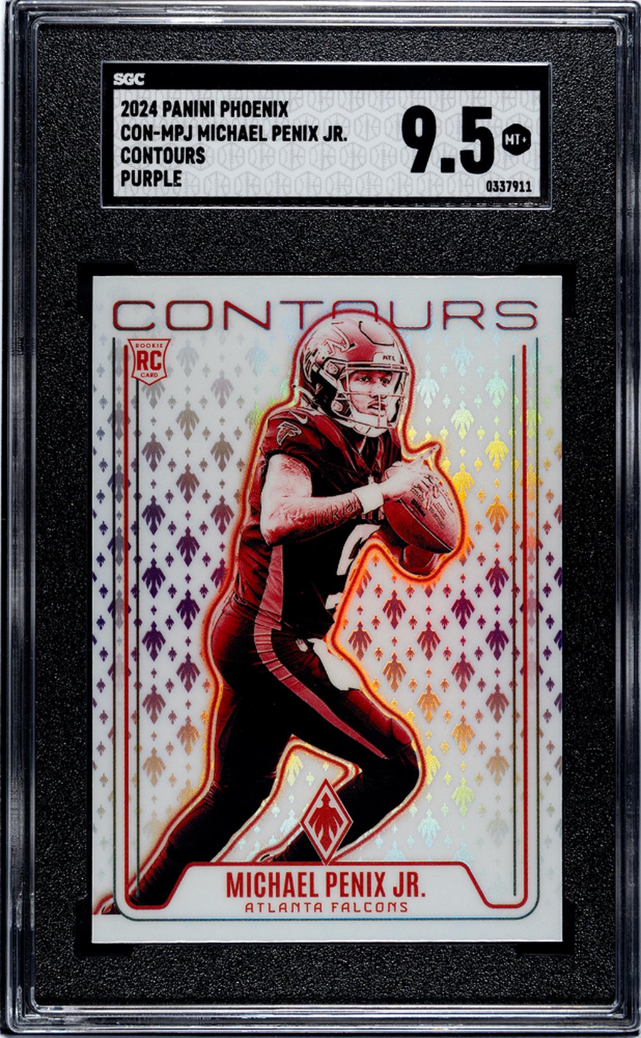 2024 Panini Phoenix #CON-MPJ Michael Penix Jr. Contours Purple SGC 9.5