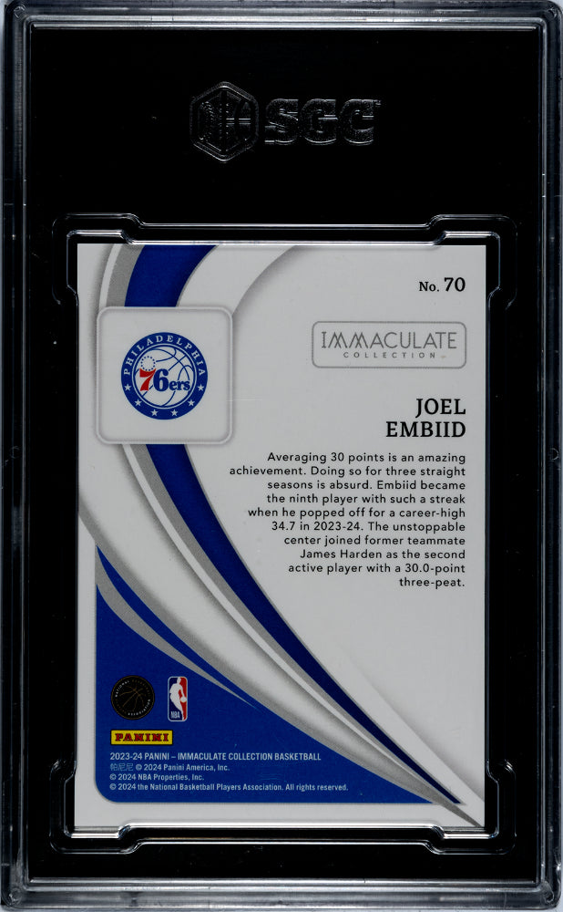 2023-24 Panini Immaculate Col. #70 Joel Embiid /99 SGC 10