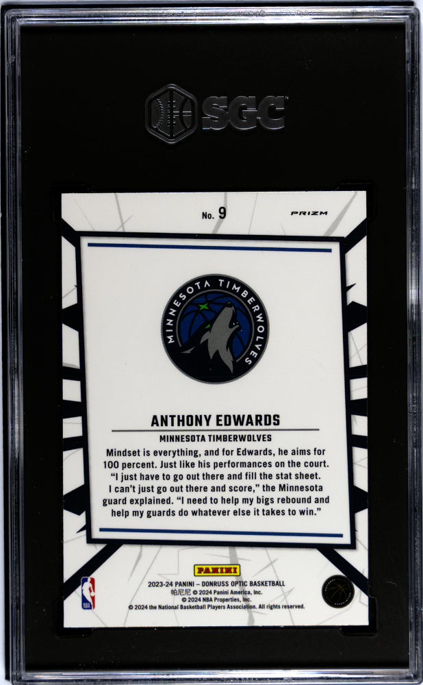 2023-24 Donruss Optic #9 Anthony Edwards My House Holo Prizm SGC 9.5