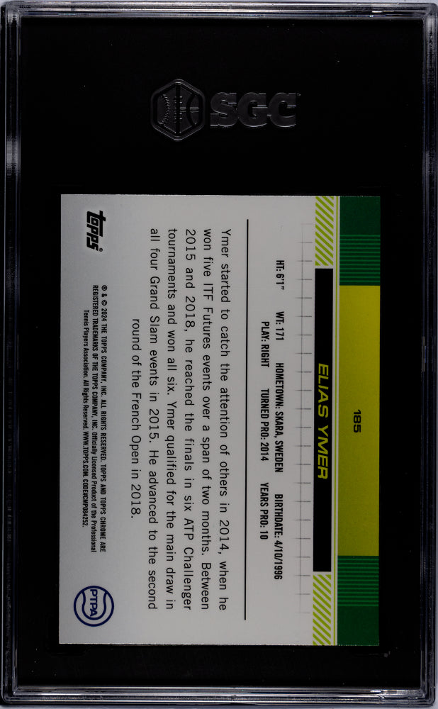 2024 Topps Chrome Lime Green Refractor Elias Ymer #185 /299 SGC 10
